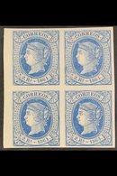1864  2r Blue On White Imperf, BLOCK OF FOUR, SG 80b, Minor Gum Fault On One Stamp, Otherwise Never Hinged Mint, Full, L - Sonstige & Ohne Zuordnung