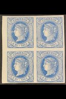 1864  2r Blue On White Imperf, BLOCK OF FOUR, SG 80b, Minor Gum Fault On One Stamp, Otherwise Never Hinged Mint, Full, L - Andere & Zonder Classificatie