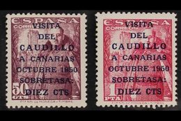 1950  (23 Oct) General Franco's Canary Island Visit ("CAUDILLO" 16½ Mm Long) 10c On 50c And 10c On 1p (Edifil 1083A/B, S - Altri & Non Classificati