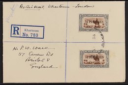 1935  7½pi On 4pi & 10pi On 4pi Used On Registered, Airmail Cover, 10pi With Serif Missing From Last  "S" In "PIASTRES," - Soudan (...-1951)
