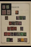 1851-1909 OLD TIME USED COLLECTION  Haphazardly Presented In Mounts On Old Printed Pages. Includes Britannia No Watermar - Trinidad & Tobago (...-1961)