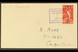 1949  (15 DEC) Hand Addressed Cover To Cape Town Bearing SWA 1½d Tied By "TRISTAN DA CUNHA / SETTLEMENT OF / EDINBURGH / - Tristan Da Cunha