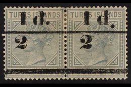 1893  ½d On 4d Grey, Bars 11.75mm Apart, SG 68, Mint HORIZONTAL PAIR, Light Even Gum Toning And Small Thin. For More Ima - Turks & Caicos (I. Turques Et Caïques)