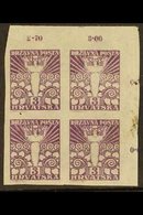 1918-1919 ISSUES FOR CROATIA.  1919 3f Mauve, SG 88, Mi 89u, Imperf Corner Block Of 4, Fine Mint (4) For More Images, Pl - Andere & Zonder Classificatie