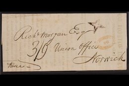 1817 "MISSENT TO BIRMINGHAM"  A Fine Strike In Red On Entire, London To Norwich, London Star Inspectors' Mark, Scarce, F - ...-1840 Voorlopers