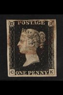 1840  1d Black "CK" Plate 6, SG 2, Fine Used With Light Red MX Cancel, Four Neat Margins. For More Images, Please Visit  - Ohne Zuordnung