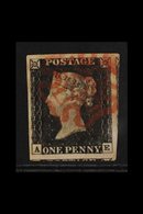 1840  1d Black, Lettered "A E", Plate 2, Very Fine Used With Four Good To Large Margins Showing Parts Of Adjoining Stamp - Zonder Classificatie