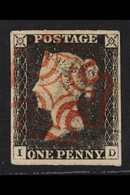 1840  1d Black, Lettered "I D", SG 2, Fine Used With Four Good To Large Margins And Crisp Red MX Cancellation. For More  - Unclassified