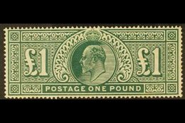 1902  £1 Dull Blue- Green De La Rue, Ed VII, SG 266, Very Lightly Hinged Mint With Full Deep Colour. For More Images, Pl - Non Classés