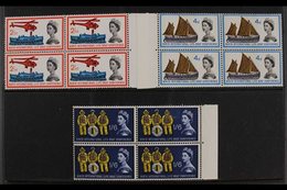 1963  Lifeboat Conference Phosphor Complete Set, SG 639p/41p, Superb Never Hinged Mint Marginal BLOCKS Of 4, Very Fresh. - Other & Unclassified