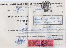 VP16.198 - MEAUX 1960 - Reçu De La Banque Nationale Pour Le Commerce Et L'Industrie - Bank En Verzekering