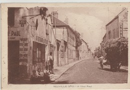 Neuville-sur-Oise  95   Café-Restauranta L'Ami-Paul_Trttoir Et Rue Animée Avec Attelage - Neuville-sur-Oise