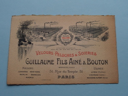 Velours-Peluches & Soieries " Guillaume Fils Ainé & BOUTON " Rue Du Temple 51 PARIS ( Voir / Zie Foto ) ! - Visiting Cards