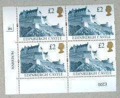 GB CASTLES HARRISON 1992 Gold Head £2 Cylinder Block Of 4 - Cyl  2N - Sheets, Plate Blocks & Multiples