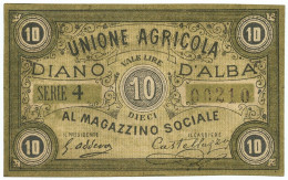 10 LIRE BIGLIETTO FIDUCIARIO UNIONE AGRICOLA DIANO D'ALBA FDS-/FDS - Altri & Non Classificati