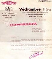 92- ASNIERES - RARE FACTURE VECHAMBRE FRERES- RADIALVA - RADIO TSF TELEVISION- 1 RUE JEAN JACQUES ROUSSEAU BON - Artigianato