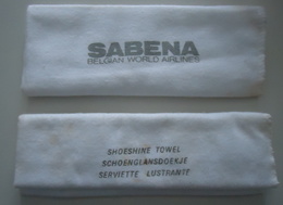 Aviation - Shoeshine Towel - Serviette, Chiffon Lustrant Pour Chaussures - SABENA  Années  '80 - Giveaways