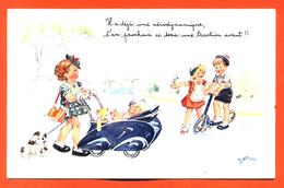 CPA Illustrateé Janser " Il à Déja Une Aérodynamique .... " Enfants , Chien , Poussette - Janser