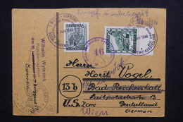 AUTRICHE - Carte De Correspondance De Wien Pour L 'Allemagne Et Retour En 1946  Avec Contrôle Postal - L 48641 - 1945-60 Cartas