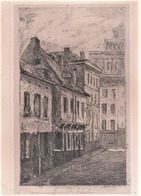 Abel Taburiaux 1865/ ? Dessin à L'encre +- 1885 Rue St Ghislain 1000 Bruxelles ( 10,02 Cm / 16.03 Cm ) - Estampes & Gravures