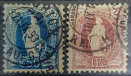 SWITZERLAND 1882/1904 - Canceled - Sc# 86, 87 - 50r 1Fr - Used Stamps