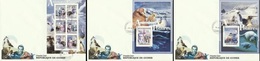 Guinea 2008, Polar Year, Explorers, Penguins, Wolf, Seal, 3FDC - Internationale Pooljaar