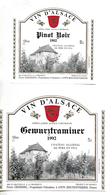 2 étiquettes Vin D'Alsace 1992 / 67 BISCHOFFSHEIM Pierre GREMMEL / GEWURZTRAMINER Et PINOT NOIR Château Allodial / - Gewurztraminer