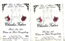 2 étiquettes Vin D'Alsace 1989-91/ 67 ORSCHWILLER / C. FAHRER / Riesling & Pinot Noir - Riesling