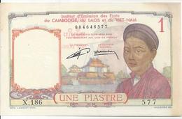 FRENCH NDOCHINA P92 1 PIASTRE 1953 XF INSTITUT D'EMISSION - Indocina