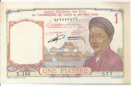 FRENCH NDOCHINA P92 1 PIASTRE 1953 XF INSTITUT D'EMISSION - Indochine