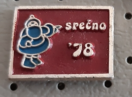 Happy New Year 1987 Christmas Santa Claus Slovenia Pin - Natale