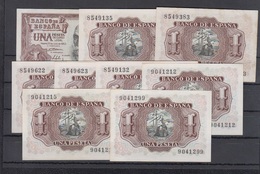 ESPAÑA.  EDIFIL 465.  LOTE DE 9 BILLETES SIN SERIE MARQUÉS DE STA CRUZ. - 5 Peseten