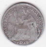 Indochine Française. 10 Cent 1928 A, En Argent, La Plus Rare De La Serie - French Indochina