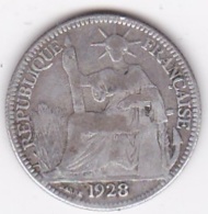 Indochine Française. 10 Cent 1928 A, En Argent, La Plus Rare De La Serie - Indochine