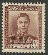 NZ 1938 1 1/2d Chocolate KGVI SG 607 UNHM XE443 - Ongebruikt