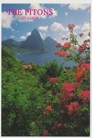 St Lucia Pitons Twin Mountains Postcard - Santa Lucia