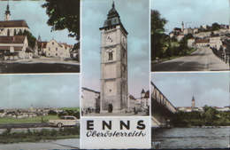 Osterreich  - Postcard Used  1963 -  Enns - Images From The City  -  2/scans - Enns