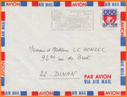 Blason PARIS 30c Surchargé 15F CFA SEUL Sur Enveloppe De " SAINT DENIS  Réunion "  Postée Le 3 2 1966   Omec Sécap - Lettres & Documents