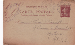 Carte Semeuse Camée 20c Brun H1 Repiquage Laurent - Cartes Postales Repiquages (avant 1995)