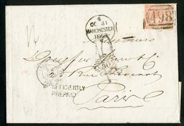 1863 INSUFFICIENT POSTAGE To France With The N° 25 (Y&T) Four Pence Red. Read Detailed Description - Covers & Documents