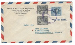 COVER CORREO AEREO VENEZUELA - CARACAS - ZOLLIKON - SUIZA.- AGENCIA FILATELICA  VENEZUELA -1947. - Venezuela