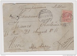 LETTRE COVER CORRESPONDANCE MILITAIRE 24 FÉVRIER 1919 CHERASCO VERS NICE 34 ème RÉGIMENT - 2 Scans - - Autres & Non Classés