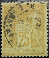 FRANCE Y&T N°92a Sage 25c. Jaune Sur Bistre-jaune. Oblitéré CàD. - 1876-1898 Sage (Type II)