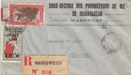 LETTRE. MADAGASCAR. FRANCE LIBRE. RECOMMANDE MOROVOAY POUR TSARARANO . TARIF INTERIEUR    / 2 - Briefe U. Dokumente