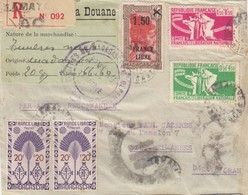 LETTRE DEVANT. MADAGASCAR. FRANCE LIBRE. RECOMMANDE TAMATAVE POUR SIDI-BEL-ABBES ORAN. ETIQUETTE ET CACHET DOUANE    / 2 - Lettres & Documents