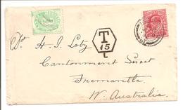 Postage Due 3ct Green On Cover London GB To Fremantle 1902 - Strafport