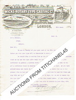 Letter 1904 LONDON - WILLESDEN - The WICKS ROTARY TYPE-CASTING C° - Manufacture Machine For Compositing Typography - Reino Unido