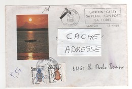 Beaux Timbres , Stamps Taxe Yvert 105 , 112 " Insectes " Sur Lettre , Mail , Cover   Du 17/06/1988 - 1960-.... Cartas & Documentos