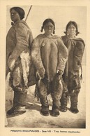 CARTE POSTALE ORIGINALE ANCIENNE : TROIS FEMMES ESQUIMAUDES DES MISSIONS DES TERRITOIRES AMERIQUE DU NORD-OUEST - Altri & Non Classificati