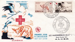 ALGERIE  :  FDC   Croix-Rouge Oblitération 1er Jour D'Alger  Du 06 04  1957 - FDC